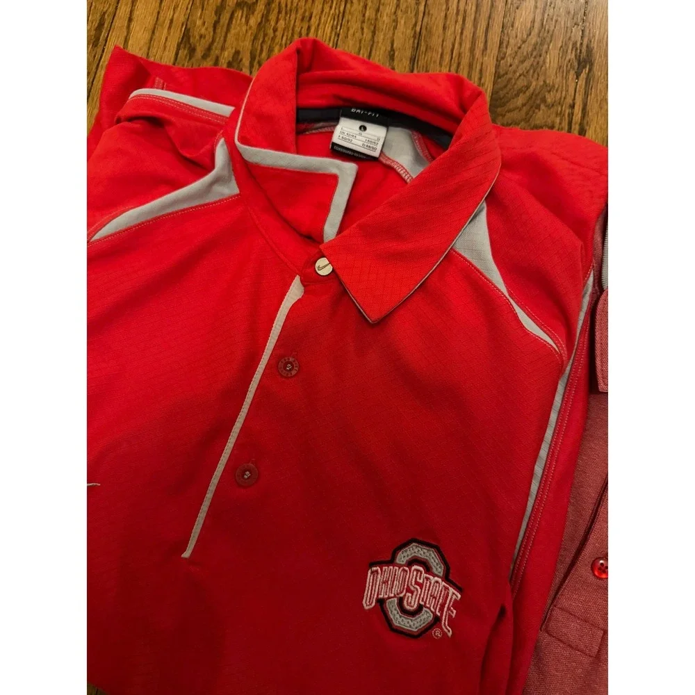 Nike Ohio State Buckeyes Men's Dri-FIT Polo Shirt Lot of 2 Red Large L
